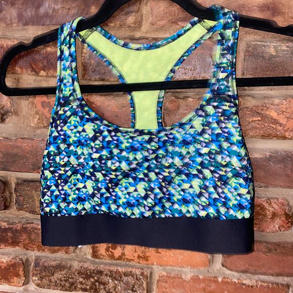 Victoria's Secret Blue Green Geometric The Player Sports Bra Women's Size Medium - Picture 2 of 4